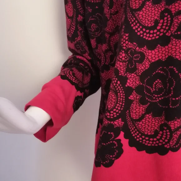 Isaac Mizrahi Pink and Black Lace-Overlay Button Cardigan - Picture 4 of 6